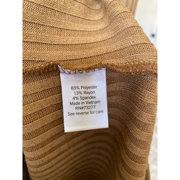 Nine West Ribbed Knit Midi Dress Tank Camel S Preppy Minimalist Resort Neutral - Picture 5 of 6